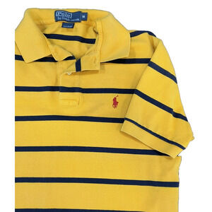 Polo Ralph Lauren Collared Polo Shirt Men’s Medium Gold & Black Stripes Red logo